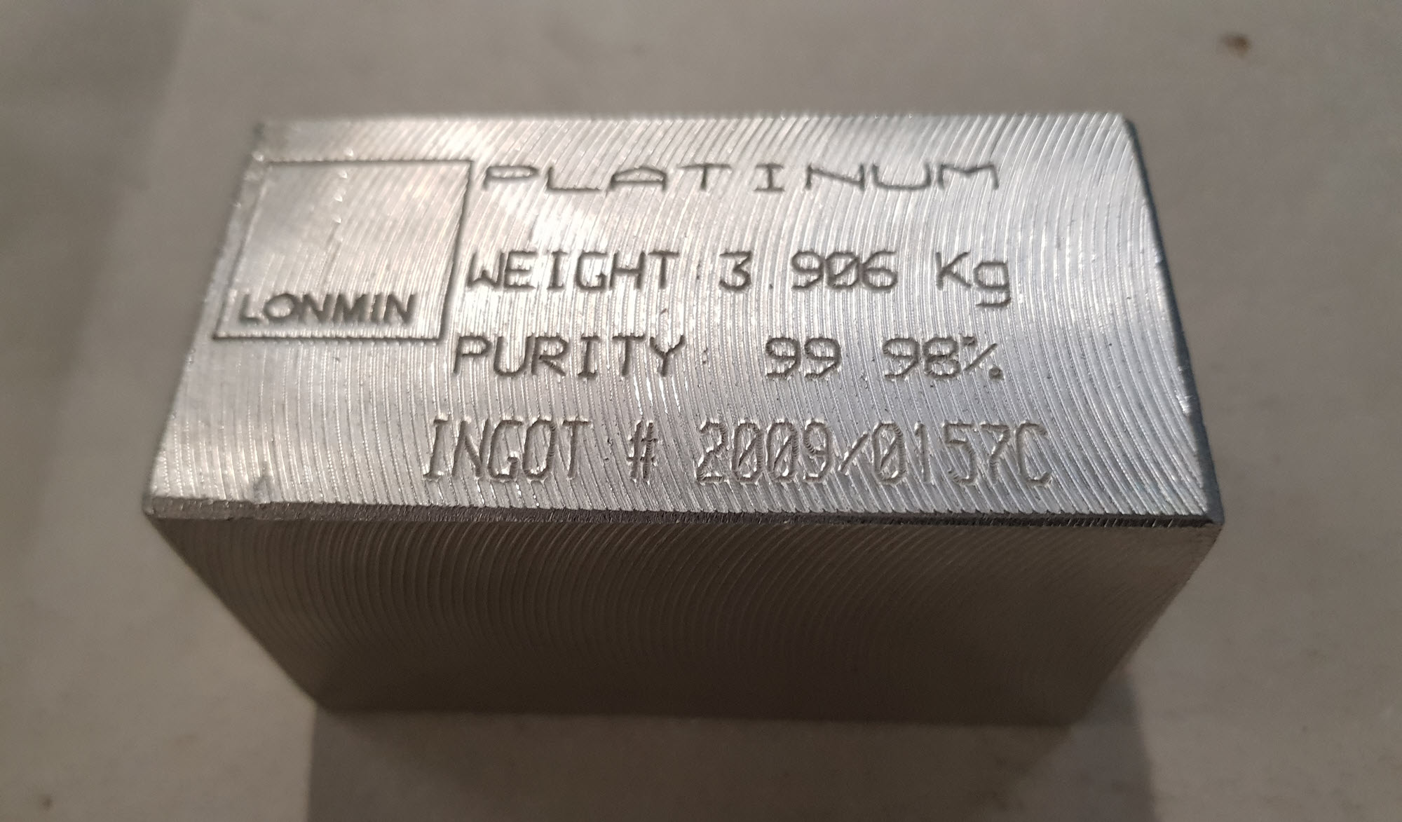 Platinum bar within a vault