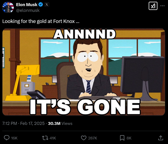 Tweet by X.com's owner and Trump's "efficiency" enforcer Elon Musk